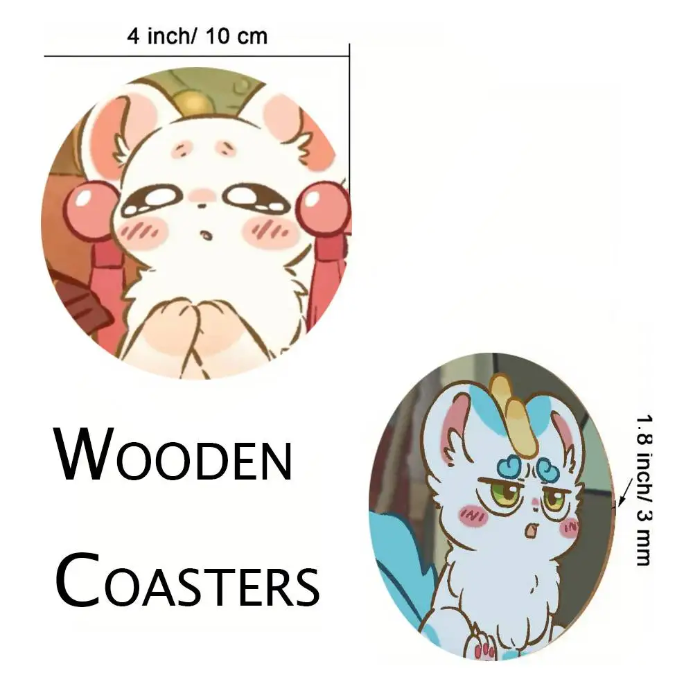 Anime Fabulous Beasts Coasters Round Wooden For Cute Design Suitable For Drinks Tea Coffee Home Gift Choice Holidays