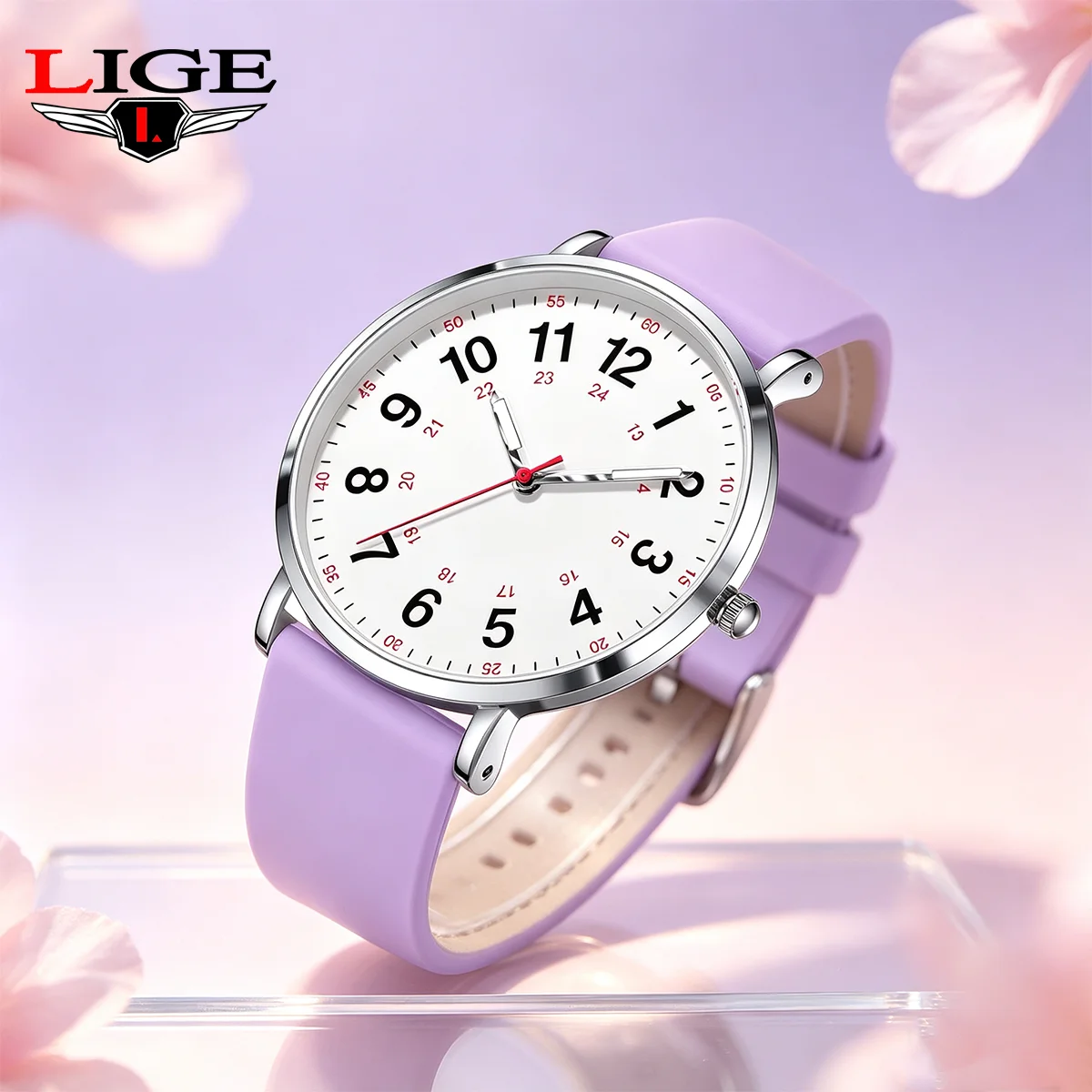 LIGE Simple Women's Wristwatch Fashion Elegant Ladies Watches Silicone Original Quartz Waterproof Watches for Woman Reloj Hombre