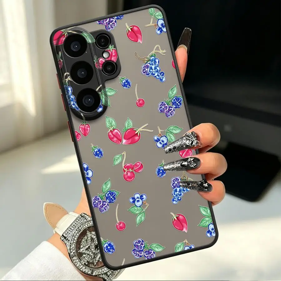 Funda Back Phone Cover Case for Samsung Galaxy S26 S23 FE S22 S21 S25 Ultra S20 FE Note 20 Ultra 10+ S24 Plus Cherry Pansy