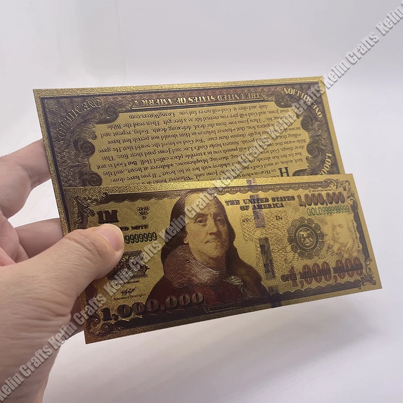 American Bill Dollar Gold Banknote $1000000 Fake Money 24k Gold Note for Collection  Souvenir Ticket Cards