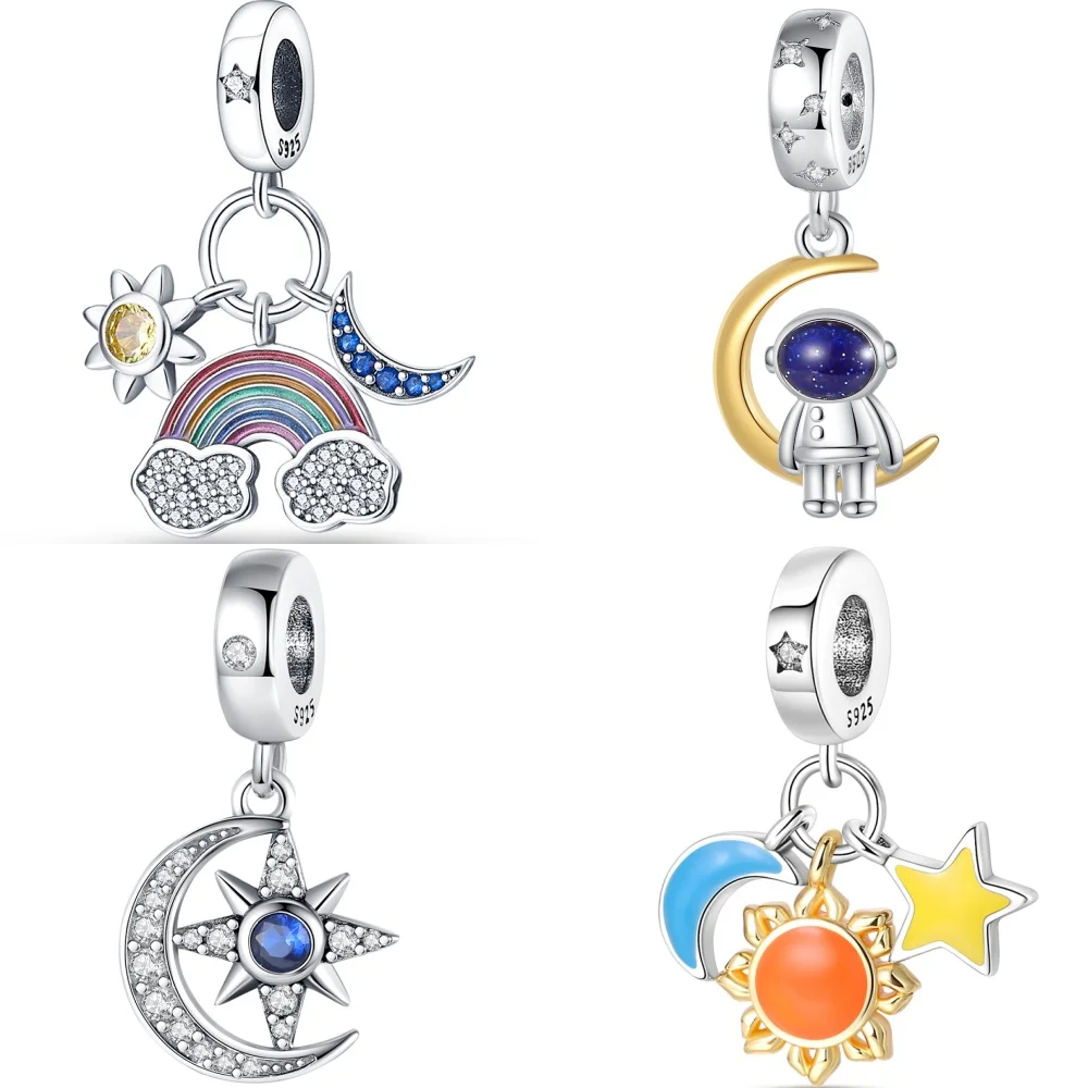 Heißer Verkauf Mode Sterling Silber Stern Mond Regenbogen Sternen himmel Charms Perlen passen original Pandora Armbänder DIY Schmuck Geschenke