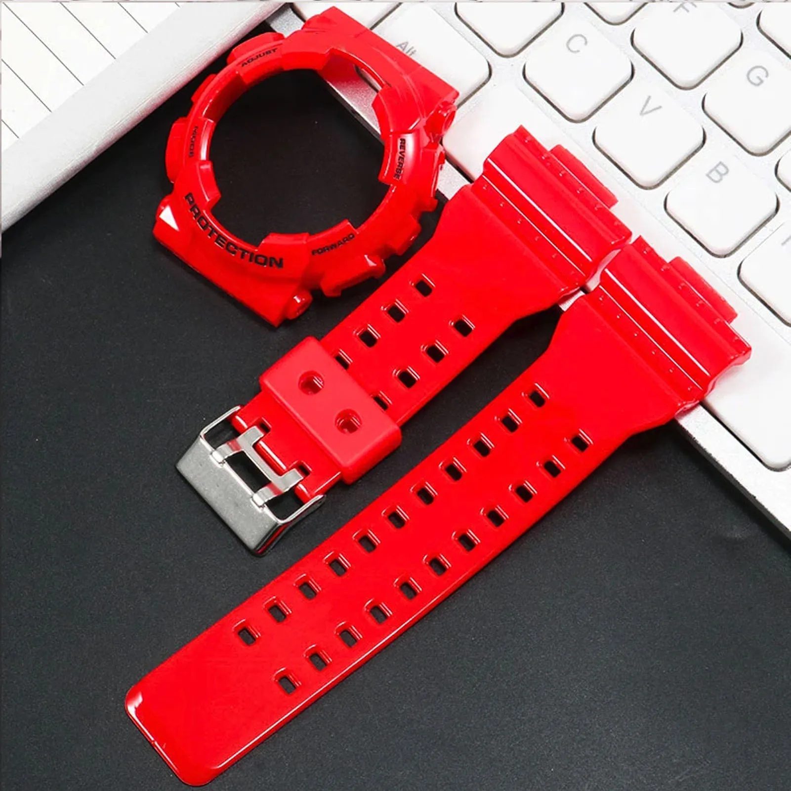 Silicone Watch Strap Watch Case Shiny Bright case For GSHOCK GA100 GD100 GD110 GD120 Replacement for Casio g-shock Accessories