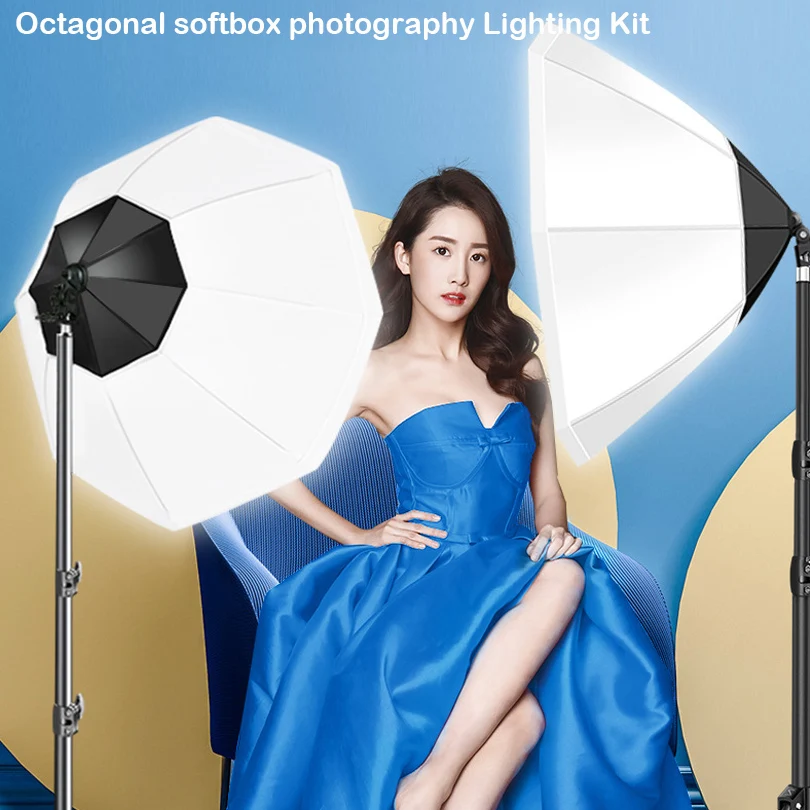 NEW Octagonal Softbox Lighting Kit 70cm Soft Box with Socket Continuous Photography Lighting Tripod Kit for YouTube Video