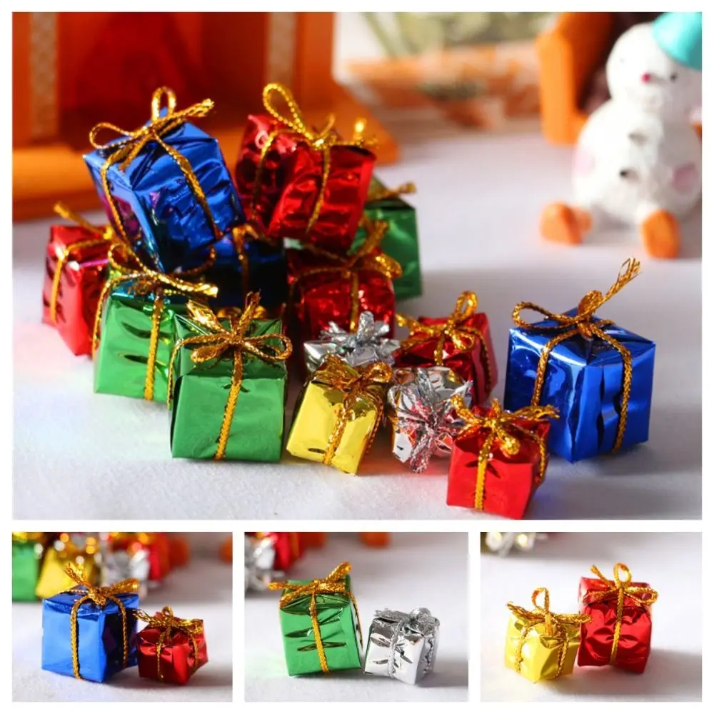 Fingir jogar 1:6/1:12 móveis para casa de bonecas adereço fotográfico decoração de casa fofa brilhante 2 peças mini presentes de natal