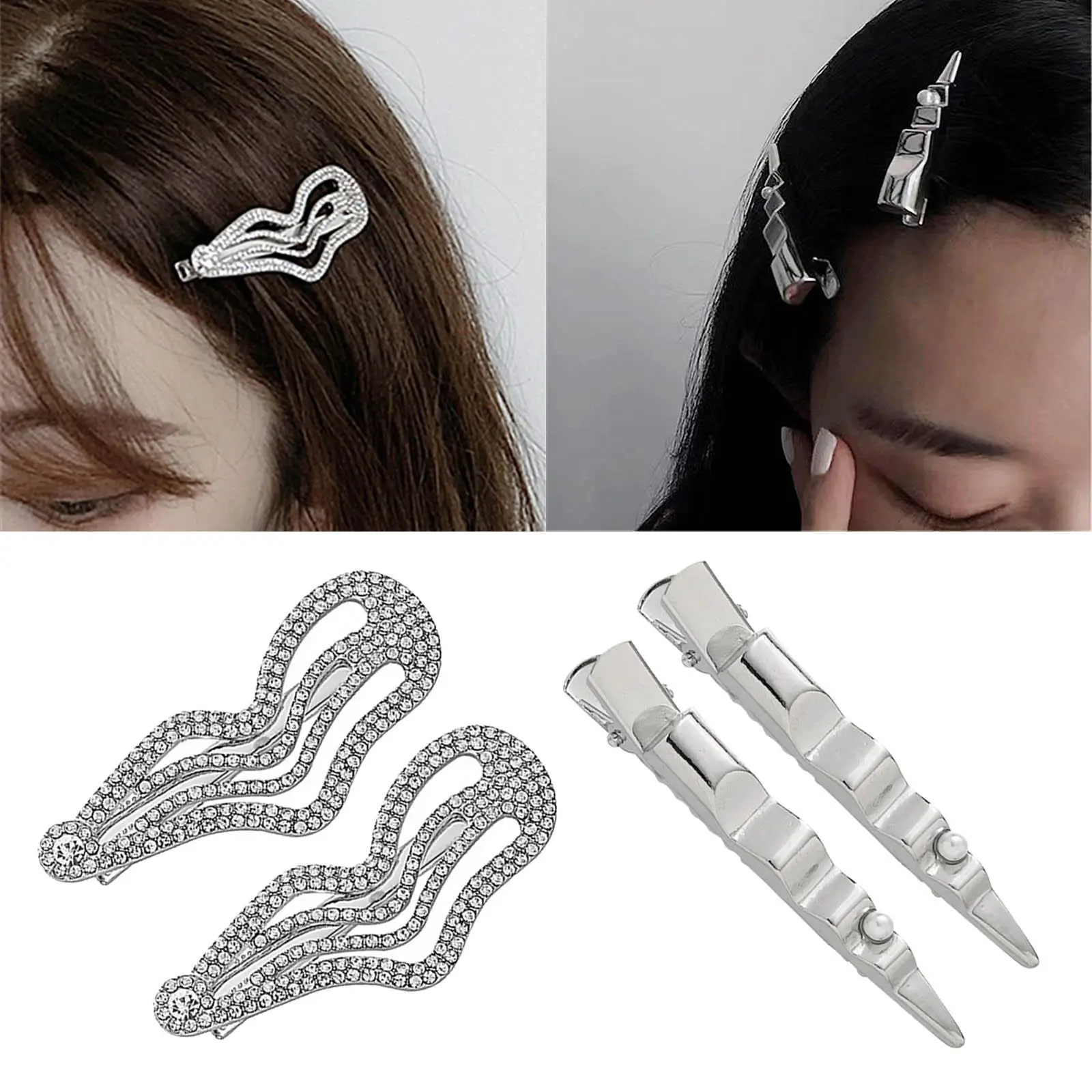 2 Pieces Unique Hair Clips, Geometric Headwear Elegant Barrettes for Wedding Birthday Teen Girls