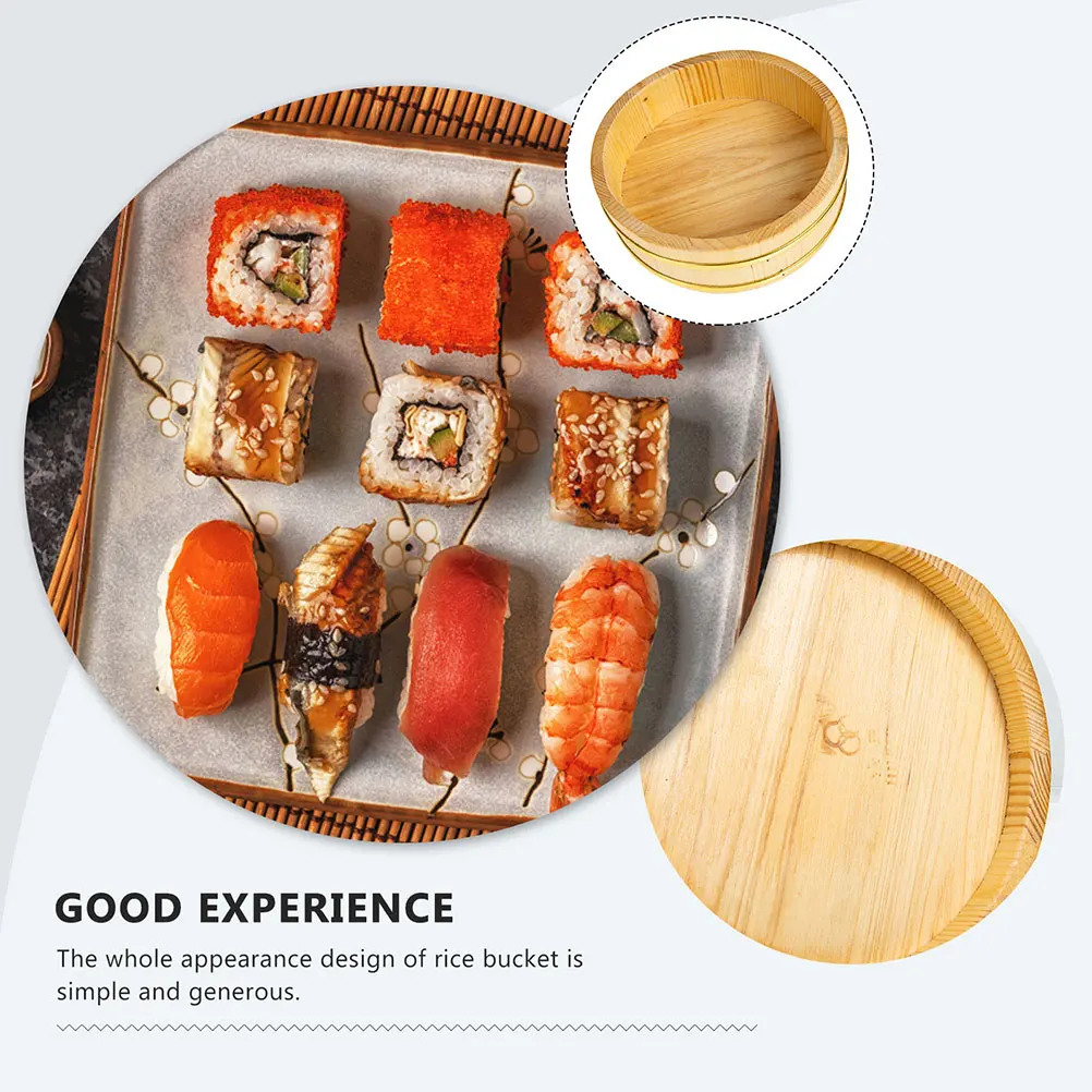 

2pcs Wooden Sushi Bucket Large Capacity Rice Mixing Bowl Restaurant Supply Wood Surface Sushi Making