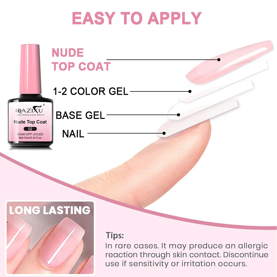 10 مللي نقع قبالة عارية الوردي معطف فوقي للأظافر UV هلام البولندية شبه دائمة وظيفية مانيكير معطف فوقي مسمار الفن تصميم أداة