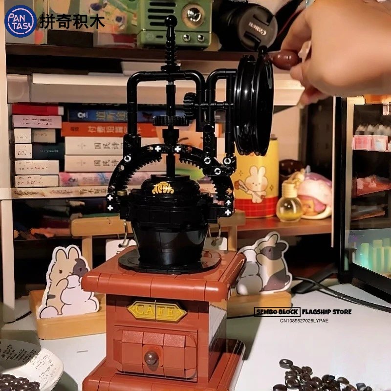 

Pantasy Coffee Grinder Assembled Building BlocksRetro Action Figure Toy Model Desktop Decoration Ornament Children's Day Gift
