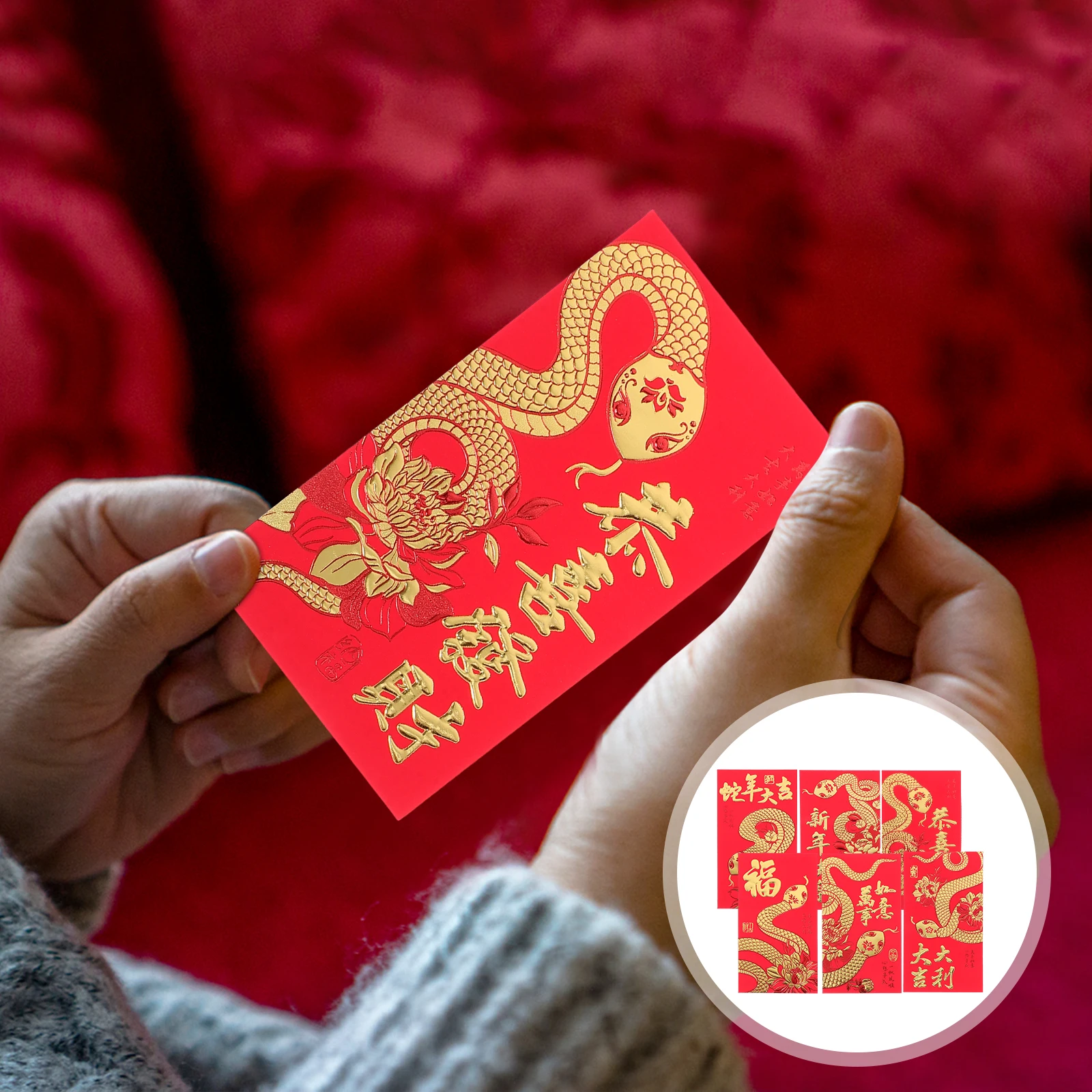 

36pcs Snake Chinese New Year Traditional Red Packets Paper Money Bags 2025 Year Red Envelopes Lunar Festival Decorations Party