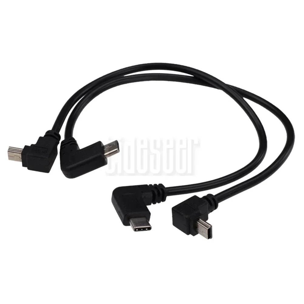 100pcs 90 Degree Mini USB 5Pin Male to USB-C 3.1 Type C Male Charge OTG Adapter Lead Data Charging Cable