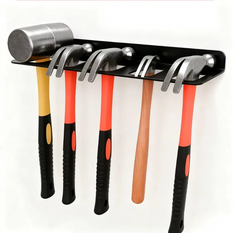 Heavy-Duty Wall-Mounted Hammer Rack, Heavy-Duty Metal Tool Holder, High Weight Capacity Tool Hooks for Garage, Workshop
