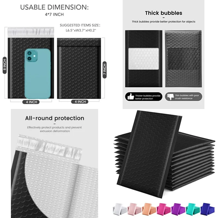 

Bubble Mailers 4x8 Inch 50 Pack, Usable Size 4X7" Bubble Envelopes for Small Business, Padded Envelope, Shipping Mailers, Packa