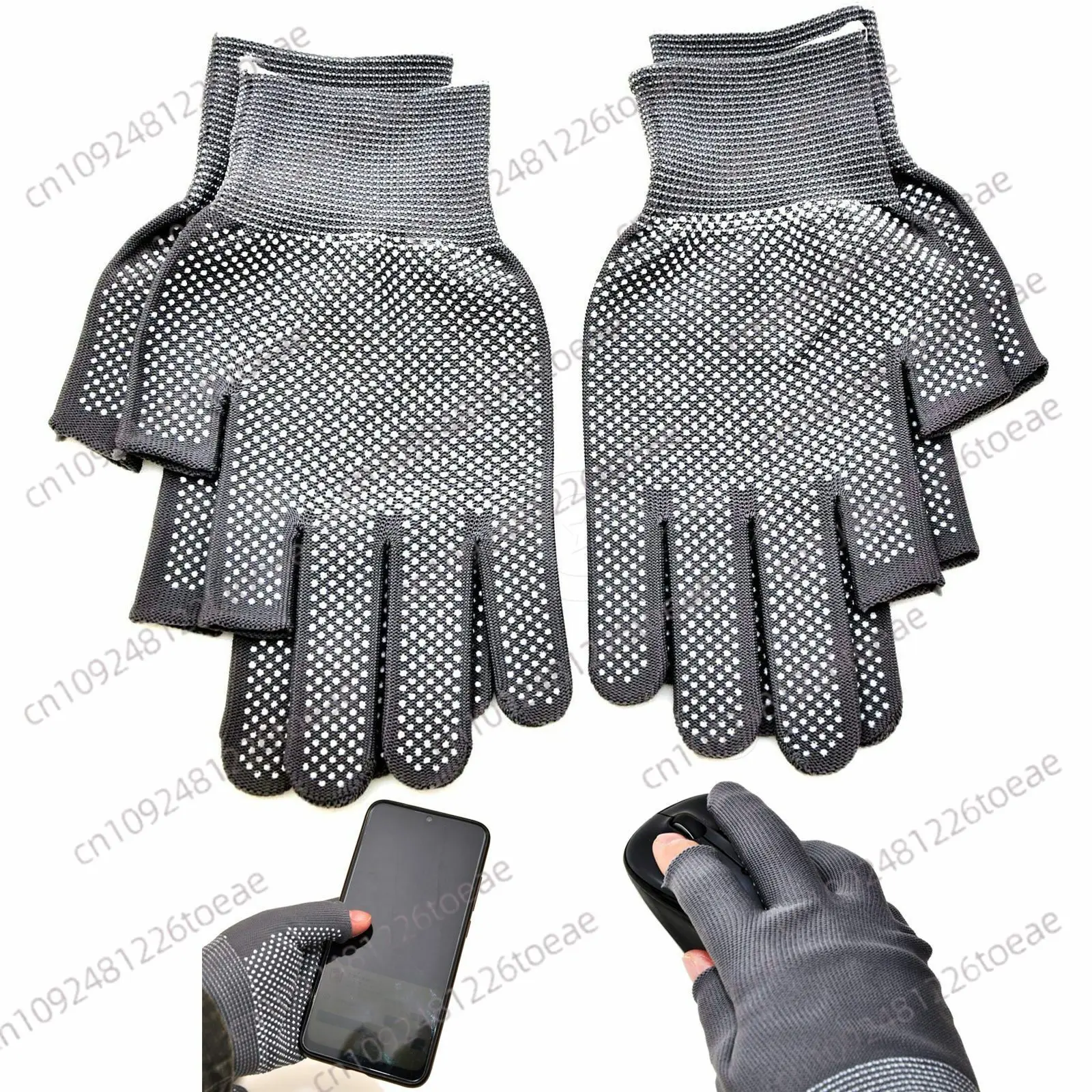 Thin Non-Slip 2-Fingers Uncovered Office Gloves Warm Use Mouse Mobile In Winter