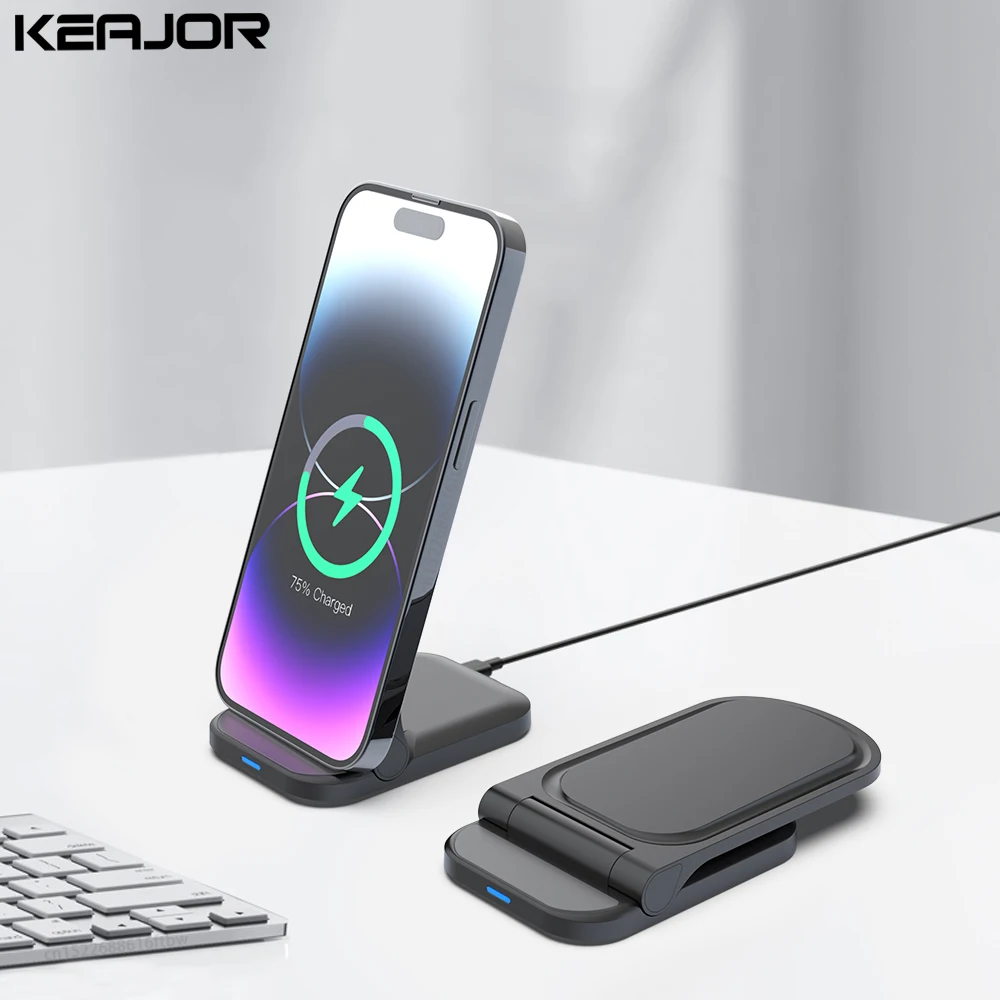 Wireless Charger Stand Foldable Wireless Charging Station for iPhone 15 14 13 12 Pro Max Samung S24 S23 Xiaomi Phones Charger