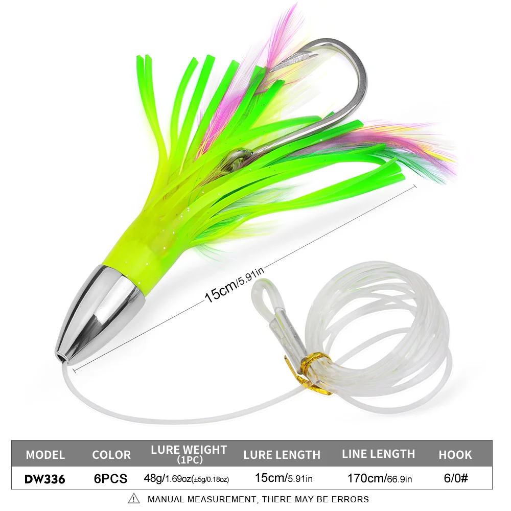 Proberos Set mit 6 Stück 9/8,7/6,7/6 Zoll Trolling-Köder für Marlin, Thunfisch, Delfin, Hai, Big Game, Tiefsee-Angelköder, inklusive Netzbeutel. – Detail 3