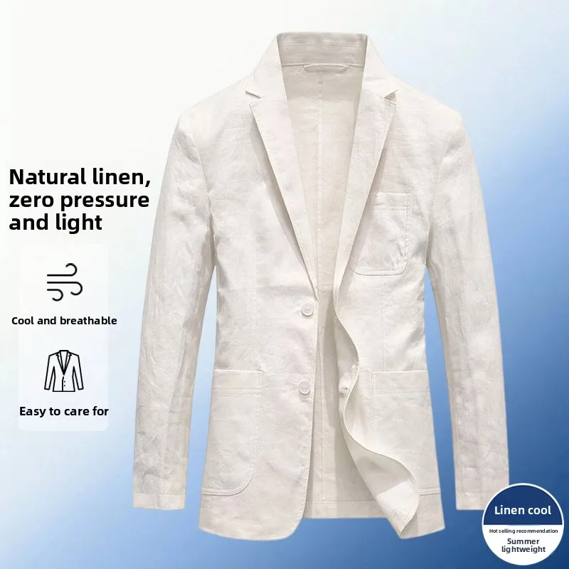 Chaqueta Blazer de Lino con Protección Solar - Blazer Transpirable con Sensación de Frescura, Versátil y Cómodo para Hombre, Estilo Casual de Negocios