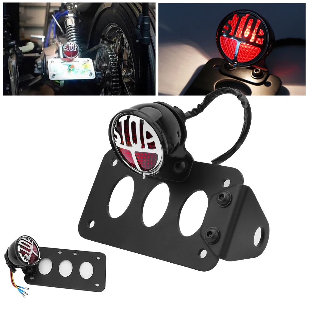 

Motorcycle Side Mount Tail Light w/ License Number Plate Bracket Universal For Harley Honda Kawasaki BMW Motorbike Accessories