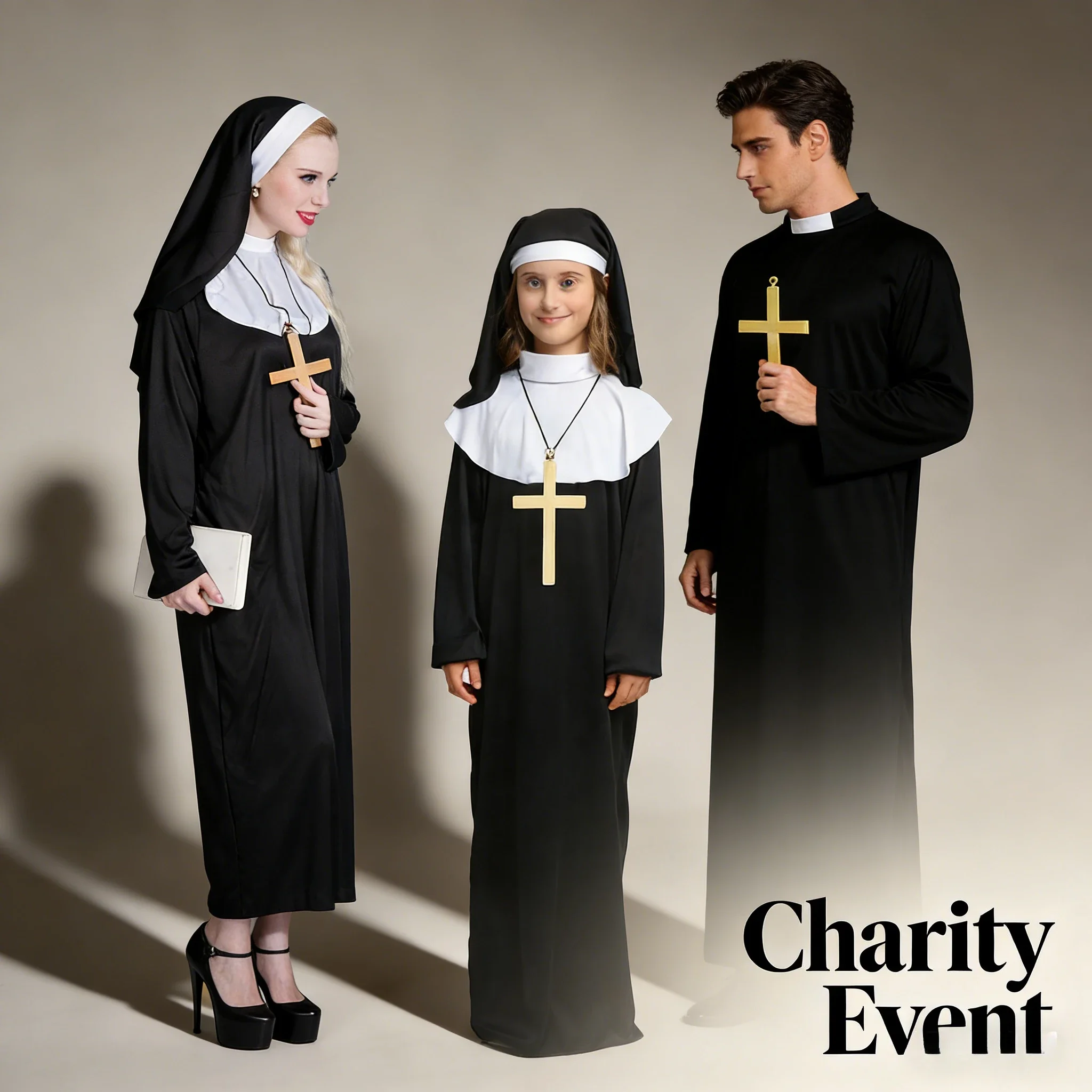 

Adult Nun Halloween Costume Virgin Mary Priest Cosplay Outfit Party Dress Up