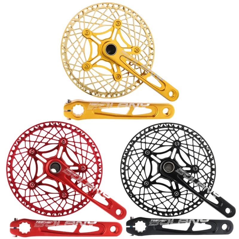 

130BCD bicycle folding bike crank 53T56T toothed disc sprocket aluminum alloy hollow integrated ceramic center shaft 170mm crank