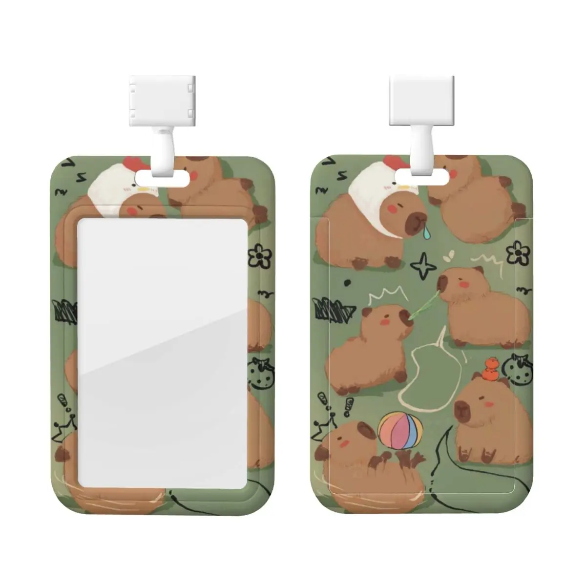 

Custom Funny Capybara ID Badge Holders Hospitals Card Holder Unisex Neck Lanyard Credit Card Holders Neck Strap