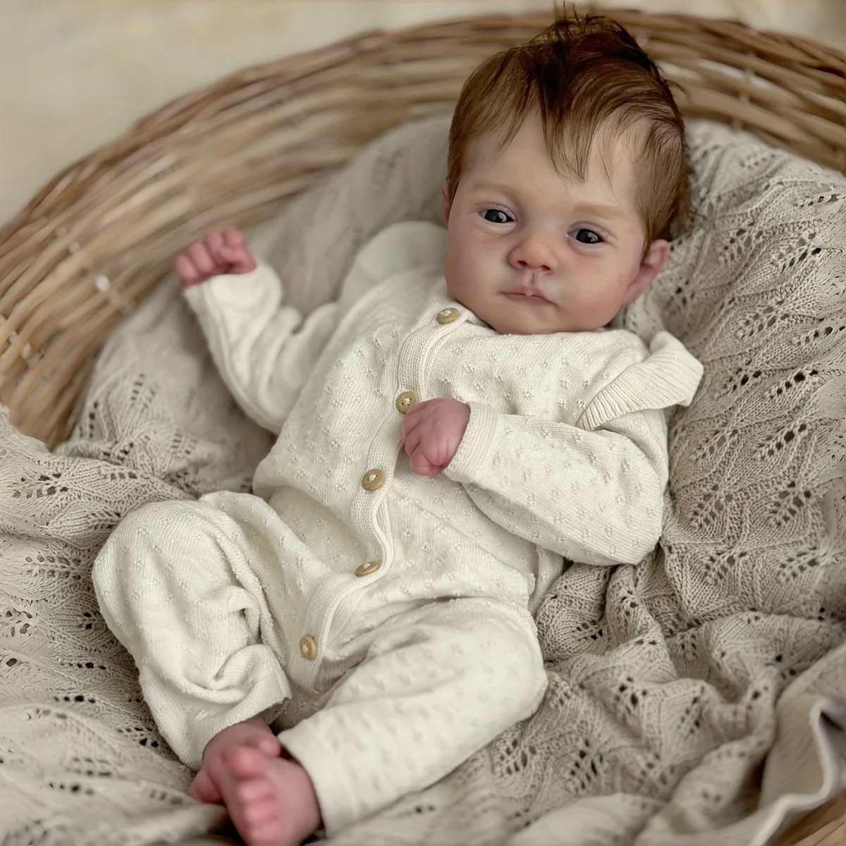 

BZDOLL Cloth Body 48CM Lifelike Reborn Doll, 3D Skin Princess Set with Pacifier & Bottle, Kids Birthday Dress Up Toy