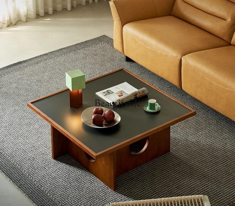 

Tree cave coffee table medieval rock slab solid wood living room French retro tea table