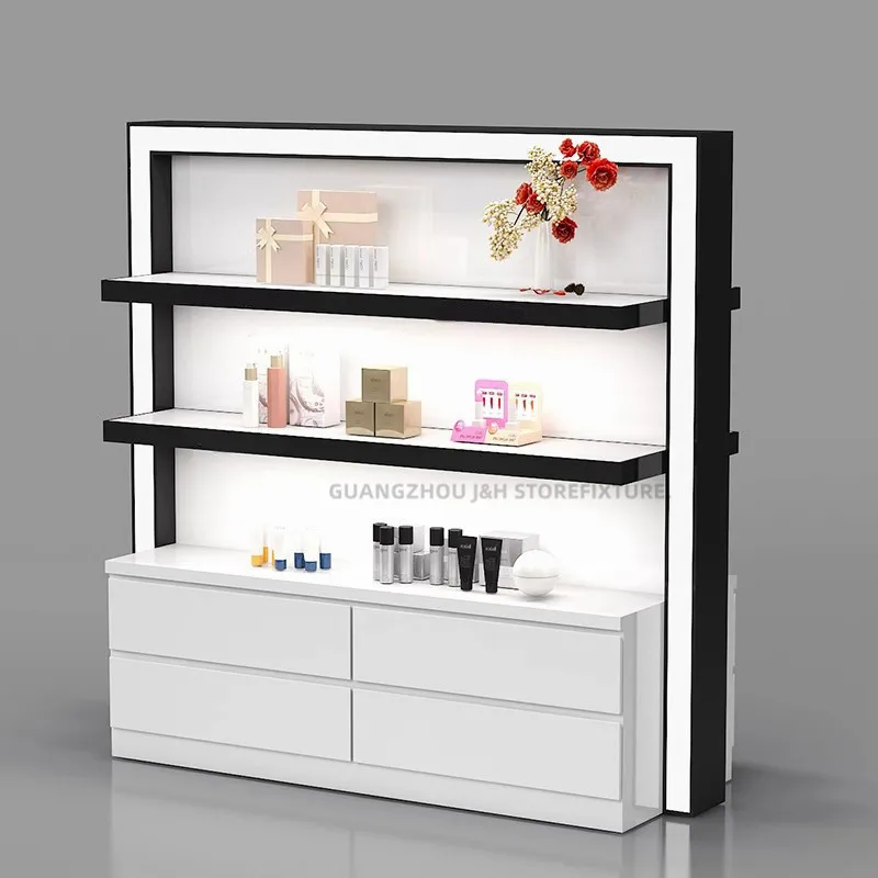 Многофункциональный PU краска на заказ, деревянный магазин, косметический остров, украшения, витрина, полки для салона красоты