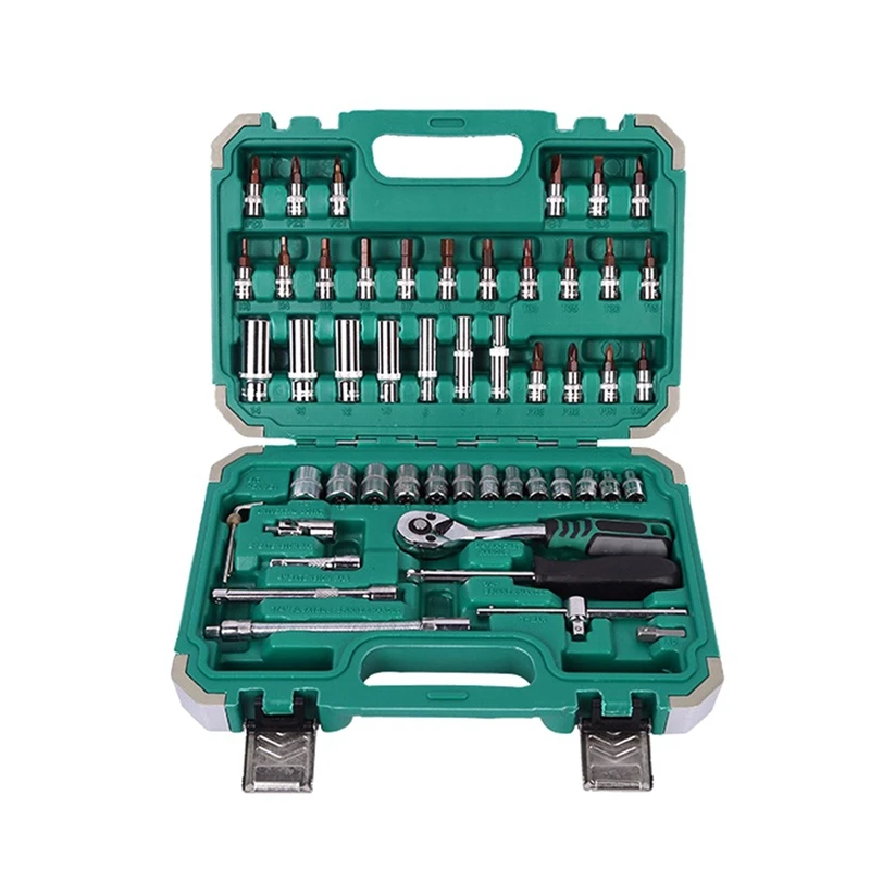 

53-Piece Auto Repair Tool Set Quick Ratchet Wrench Set Auto Repair Hardware Tools For Home Car Repair