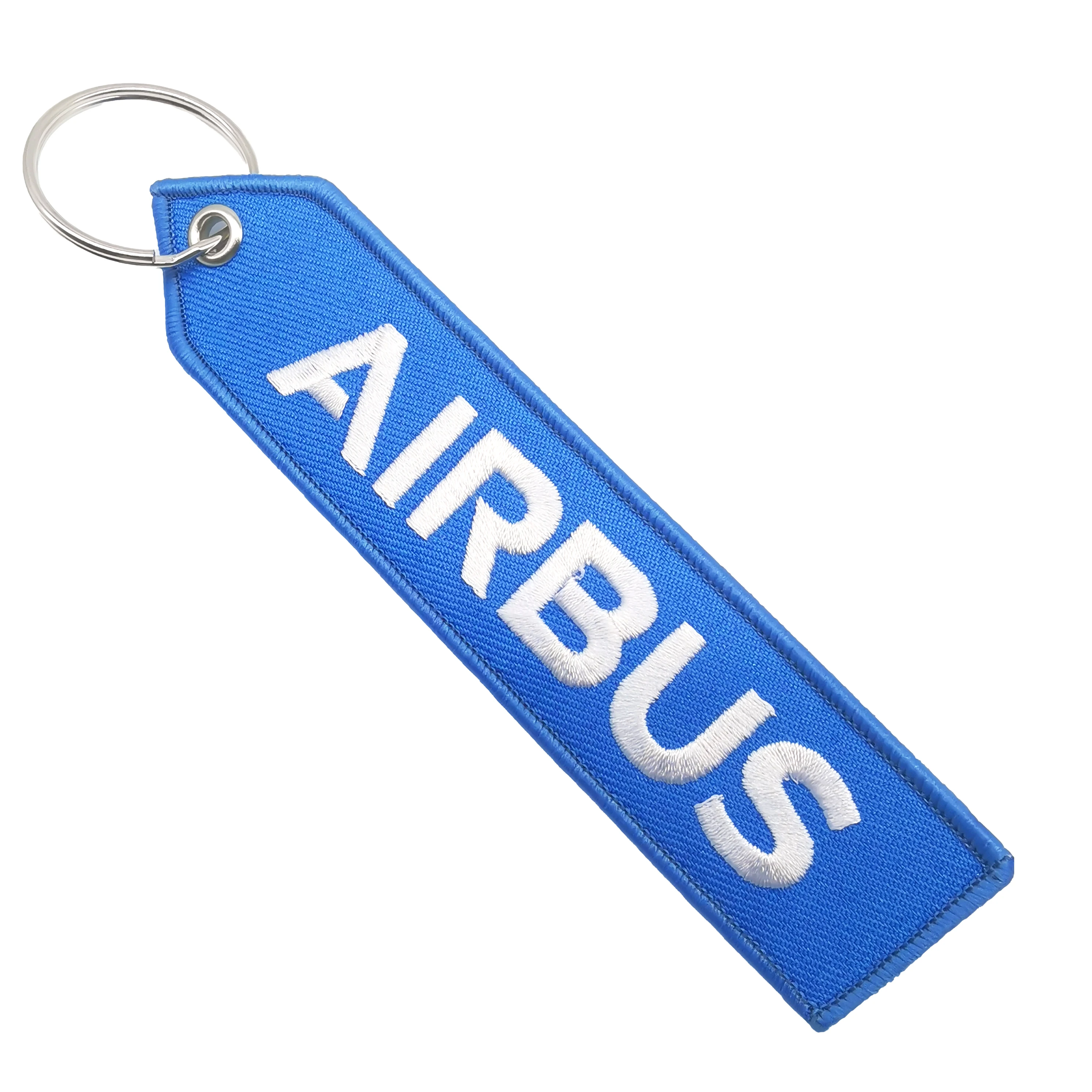 1 PC Fashion Trinket Blue AIRBUS  Keychain Double Sided Embroidered Keyring Accessory Keychains Pilot Crew Gifts for Men