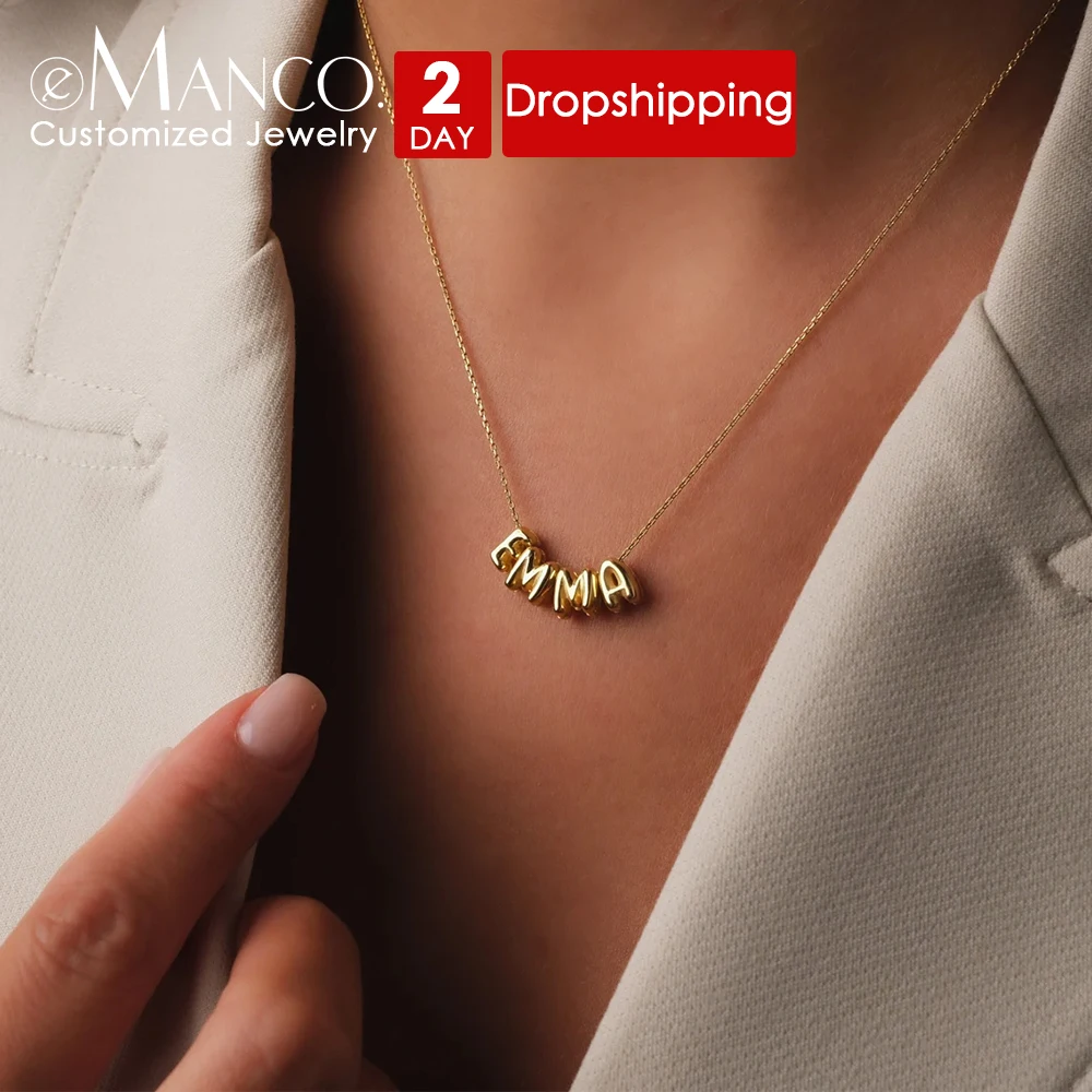 EManco 3D Bubble-Buchstaben-Halskette für Freundin Personalisierter Individueller Ballon-Initial-Schmuck Valentinstag-Geschenk