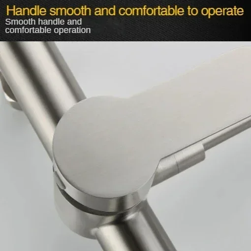 Stainless Steel Kitchen Faucet Wall Mounted Cold and Hot Tap Bathroom Basin Sink Faucet Universal Rotation Splash Proof Faucet