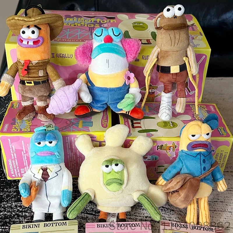 Pop Mart Gong Spongebob Squarepants Bikini Bottom Residents Series 2 Funny Plush Blind Box Keychain For Adult Collectors