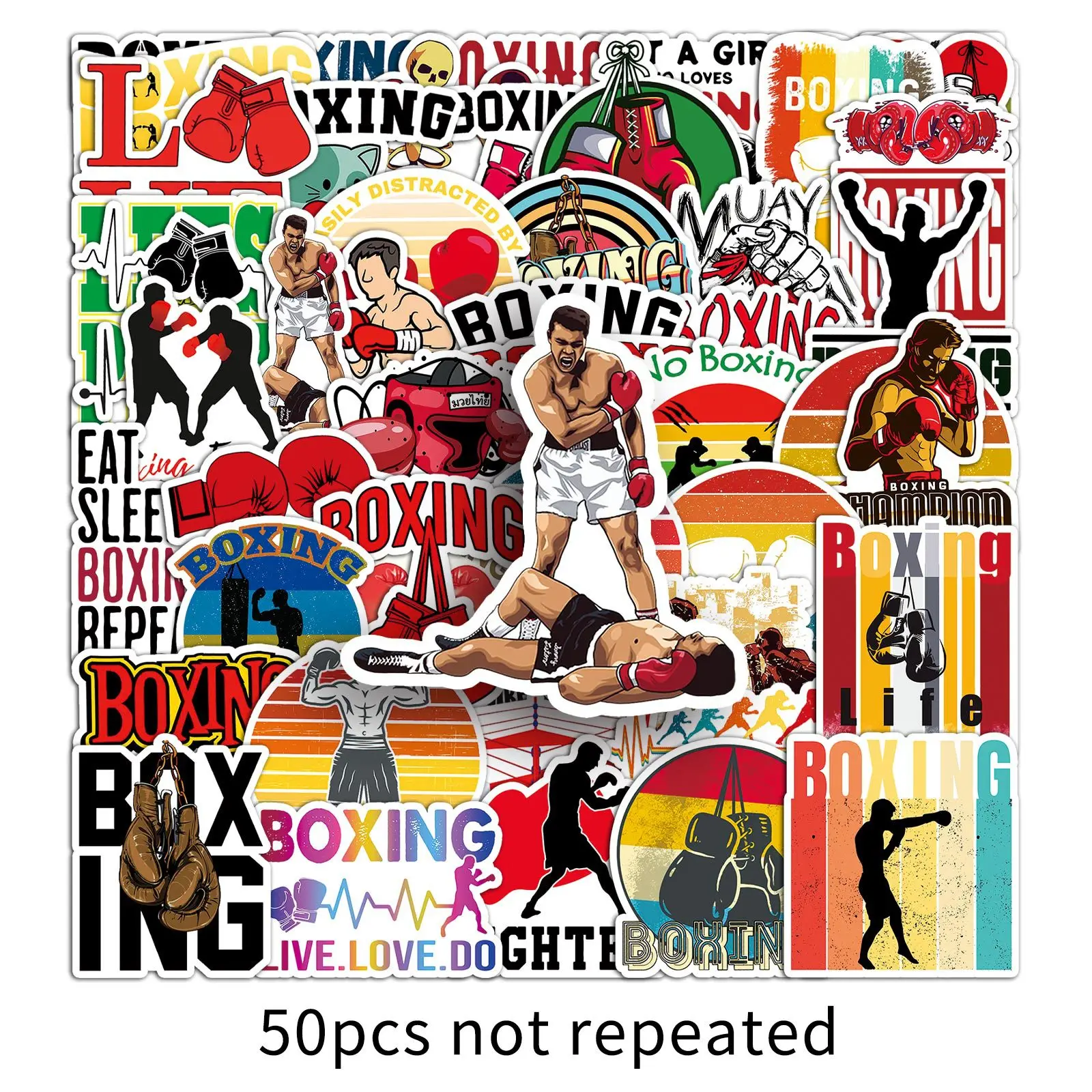 

10/50PCS Sports Stickers Cartoon Boxing Graffiti Waterproof Decoration Decals DIY Laptop Phone Guitar Car Bike Skateboard Toys