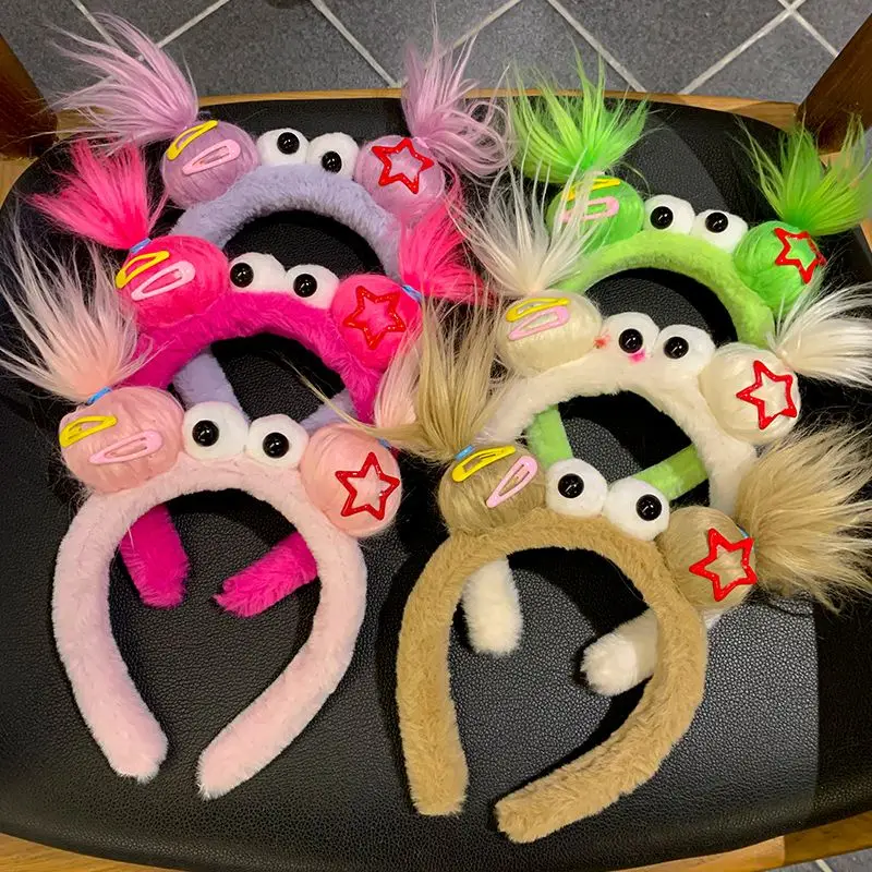 Plush Ugly Doll Hairband Women Creative Funny Headband Cute Wash Face Hoop Winter Hair Accessories