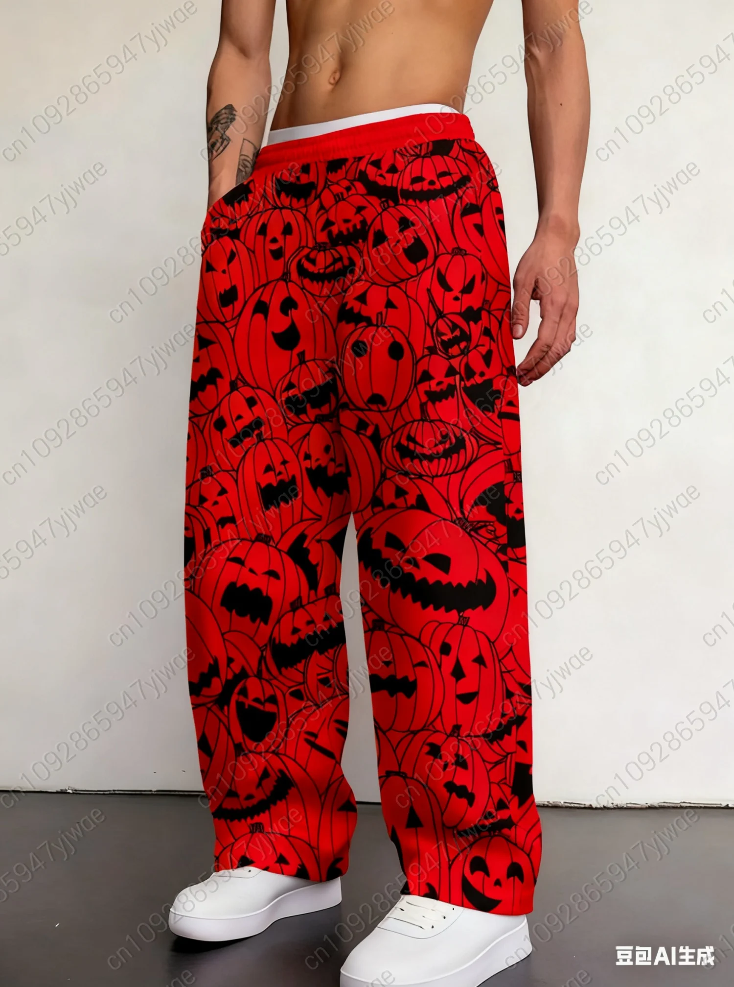 2025 Mens Halloween Pumpkin Print Joggers Pajamas Adult Pants Pajamas Pants Casual Daily Long Pants Men Women Pajamas Trouser