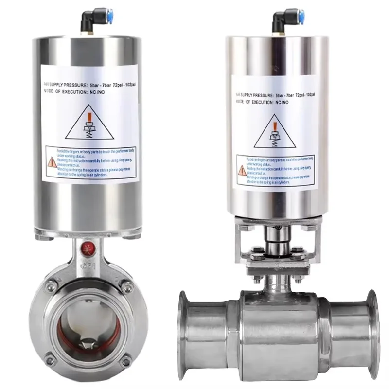 

2 Inch Food Grade Ss316l Stainless Steel Sanitary Single-acting Pneumatic Welded butterfly Valve