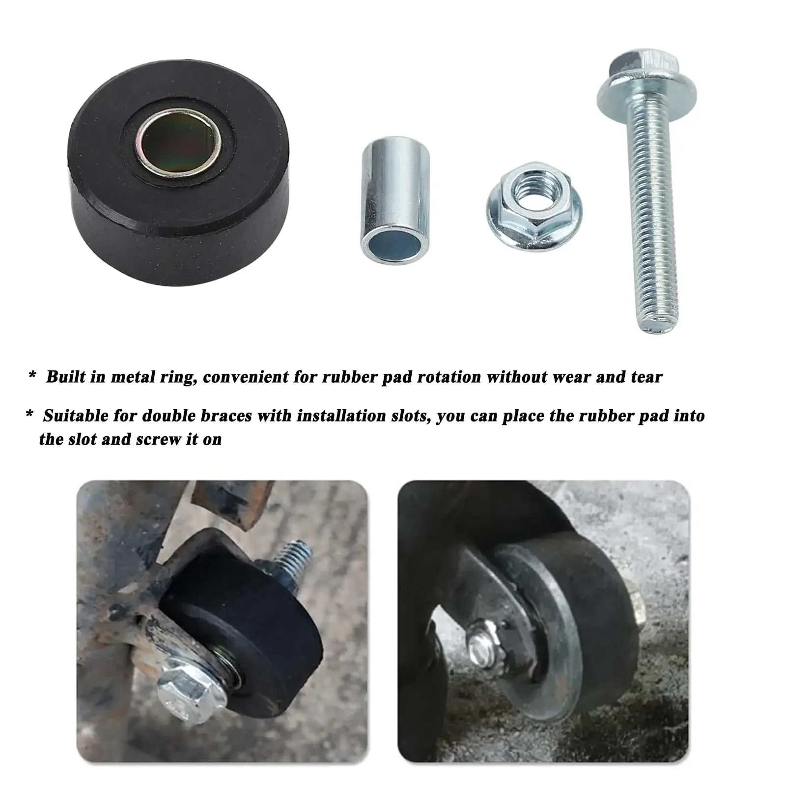 

Center Stand Cushion Bushing in Rubber Material Come M6 Iron Bushing for Motorcycle Center Kickstand Side Kickstand，Pack of 5