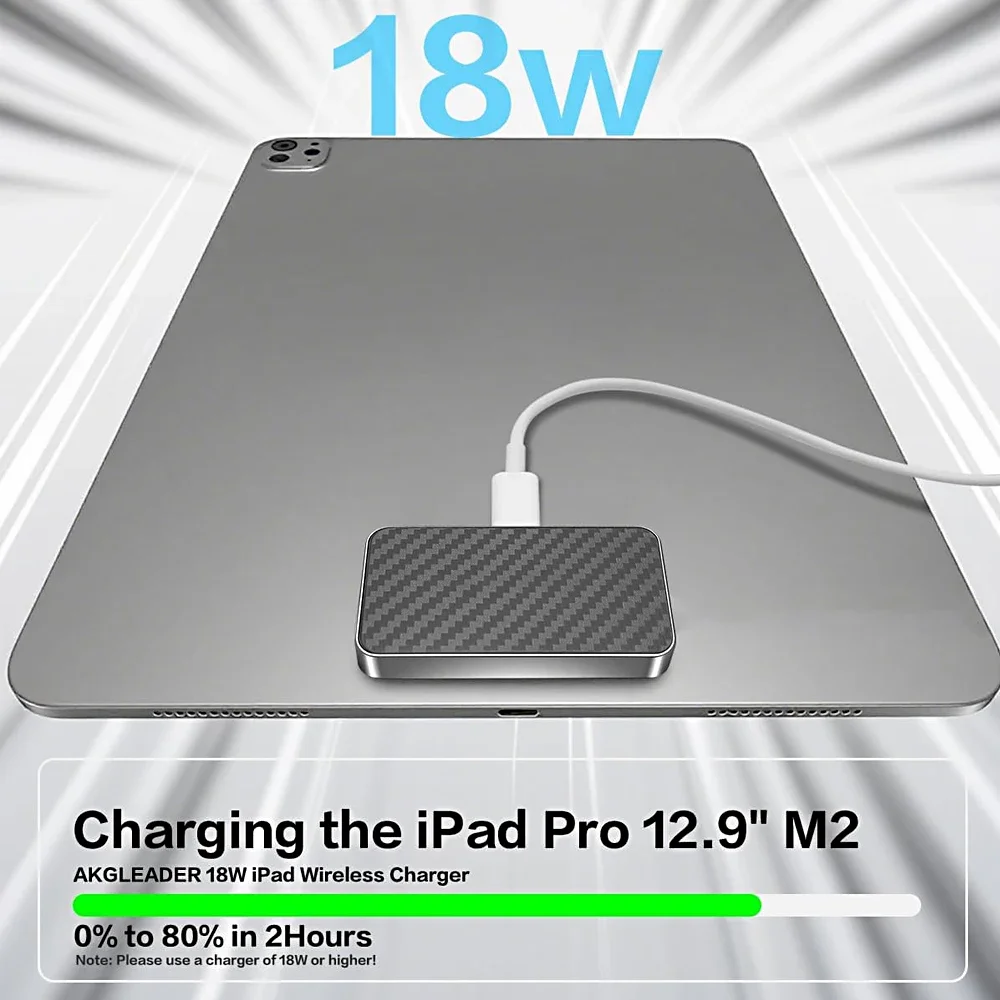 شاحن لاسلكي مغناطيسي لجهاز iPad Pro 12.9 (3rd/4th/5th/6th) وiPad Air 13 (M2/M3) فقط، موصل ذكي للشحن السريع بقدرة 18 وات Cha