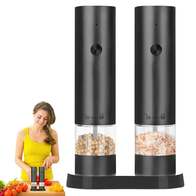 Electric Salt Pepper Grinder Set Salt Pepper Mill Grinder LED Light Pepper Grinder Chili Grinder Automatic Grinder Bottle