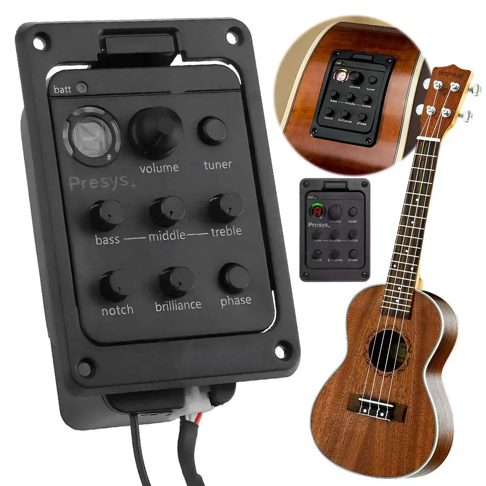 201 akustik gitar Pickup EQ Tuner Piezo Pickup Onboard Preamp sistemi 4 Band akustik gitar Pickup için balık adam Presys +