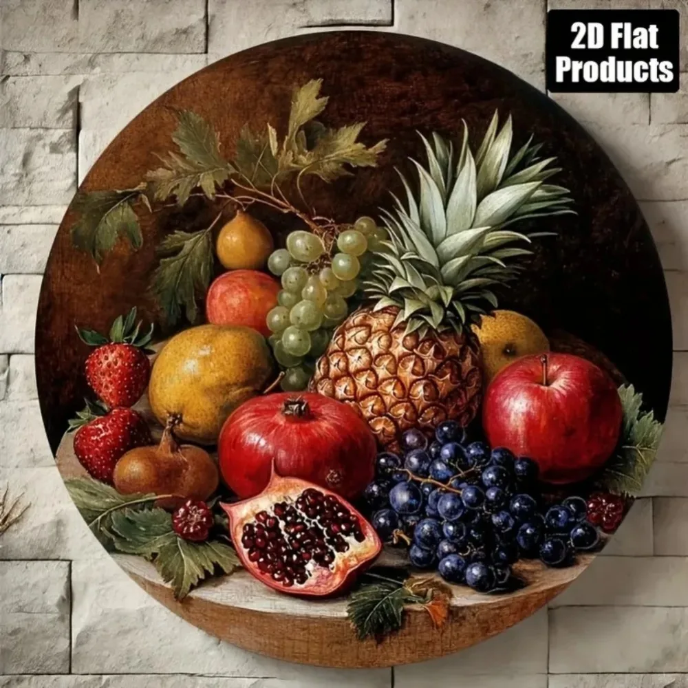 1PC Round Pomegranate/Pineapple/Grape Fruit Decor - Kitchen/Café/Office Art, Holiday Gift