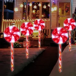 Solar Lights Outdoor Christmas Lollipop Lamp LED Garden Decoration Waterproof Landscape Halloween Lights Lamps Home Balcony