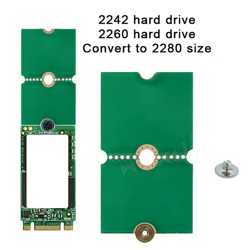 1PC Green NGFF M.2 SSD Adapter Card 2242 To 2280 2230 To 2280 Transfer Card Adapter Expansion Rack Board Riser Card Convert Card