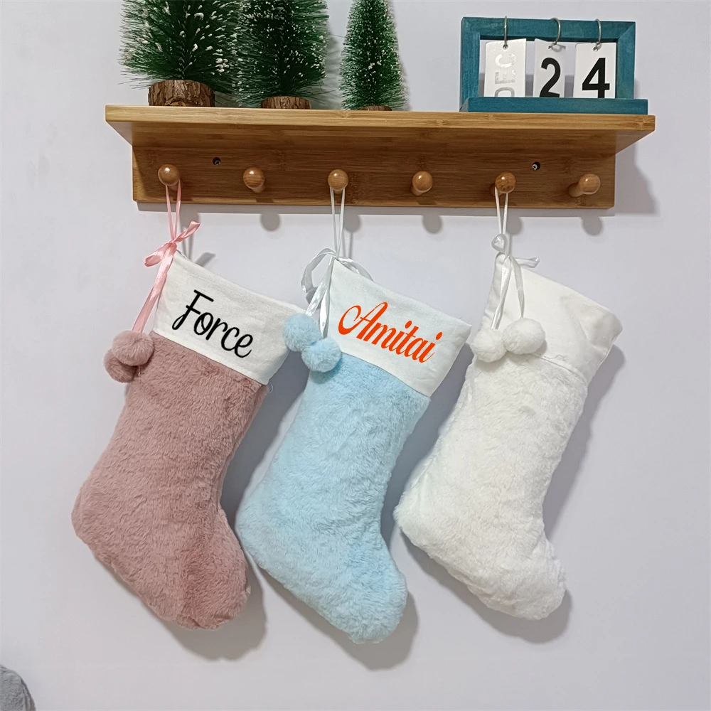 

Personalized Printing Wool Ball Christmas Socks Gift Bag Decoration Hot Selling Christmas socks hot selling Christmas Socks