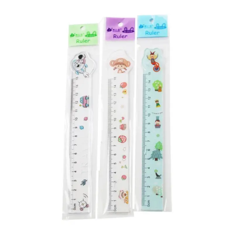 6 Piece Kawaii Stationery Cartoon Drawing Kitten Straight Plastic Ruler