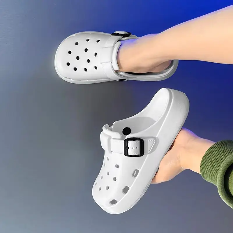 

Лето 2023, модная мужская дышащая обувь без шнуровки, уличные сандалии для пляжа, полые парные сандалии из ЭВА с толстой подошвой