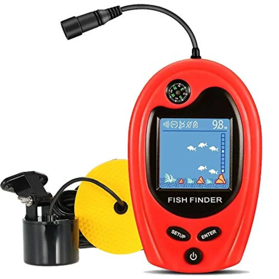 

Sonar Portable Fish Finder Transducer Wired Water Depth Finders Boat Kayak Transducer Fish Finder Handheld Fishing Gifts for Me