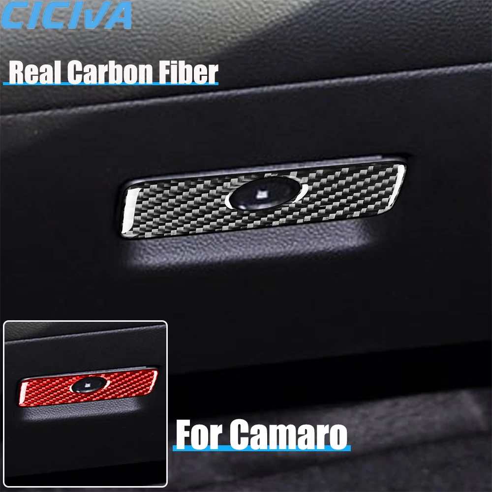 

Real Carbon Fiber Car Accessories Glove Storage Handle Trim Decorative Cover Soft Sticker For Chevrolet Camaro 5th Gen 2010-2015