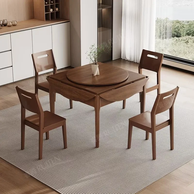 Antnovelty Luxury Solid Wood Automatic Mahjong Table Round Folding Dining Table 2-in-1 Multi-functional Silent Mahjong Machine