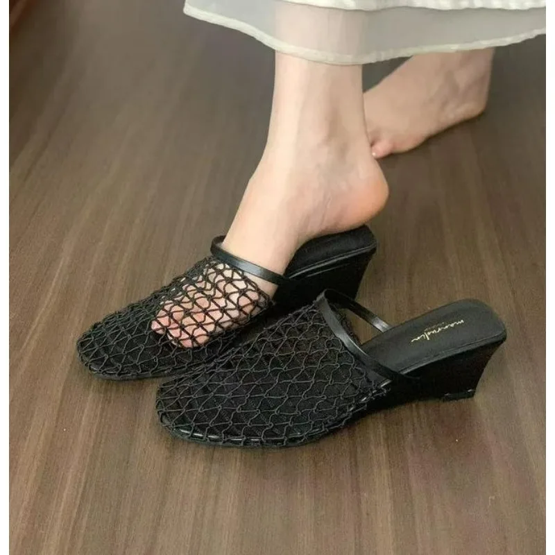 

Women Slippers Fish Mesh Hollow Ballet Slippers Women Summer 2026 New Fashionable Heels Sandals Slides Women Zapatos De Mujer